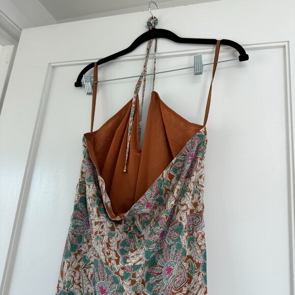 NWT Veronica Beard Aldana Midi Dress Ruched Front Halter Neck Floral Print Sz 12 - Picture 13 of 14